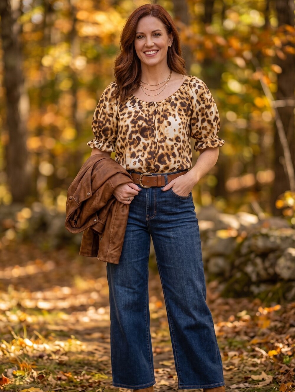 Leopard Puff Sleeve Mob Wife Boho Dark Romance Western Gothic Blouse